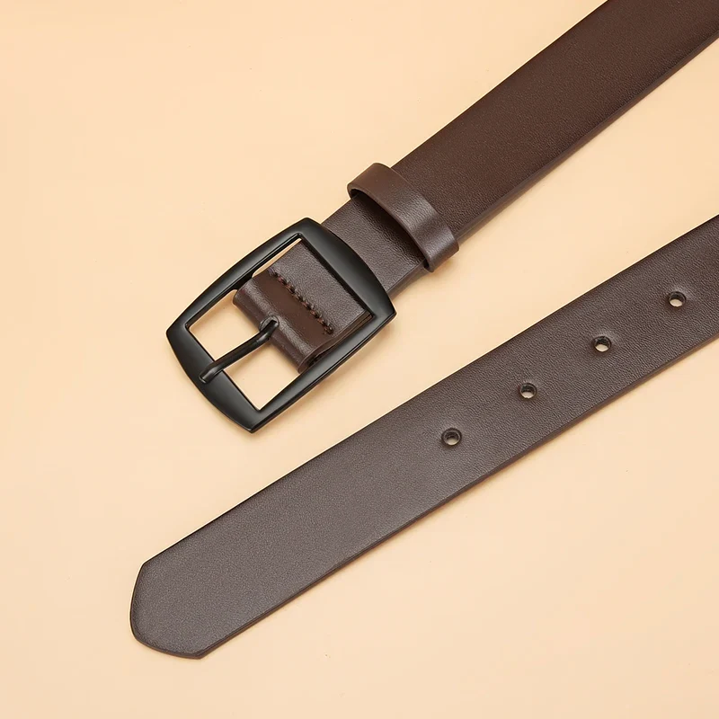 New Luxury Belt for Men PU Leather Belt Metal Pin Buckle High Quality Famous Brand Designer Waist Strap Belt for Jeans Plus Size
