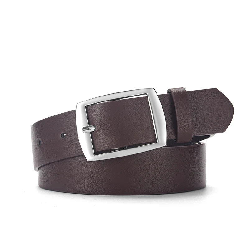 New Luxury Belt for Men PU Leather Belt Metal Pin Buckle High Quality Famous Brand Designer Waist Strap Belt for Jeans Plus Size