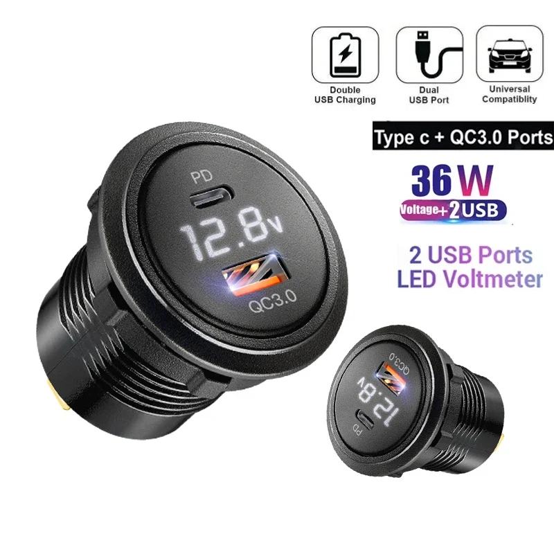 12v usb socket with voltmeter usb c fast charge car charger for bmw e46 bmw e61 e60 bmw f30 bmw f10 f20 e39 e90 e91 bmw x3 e83