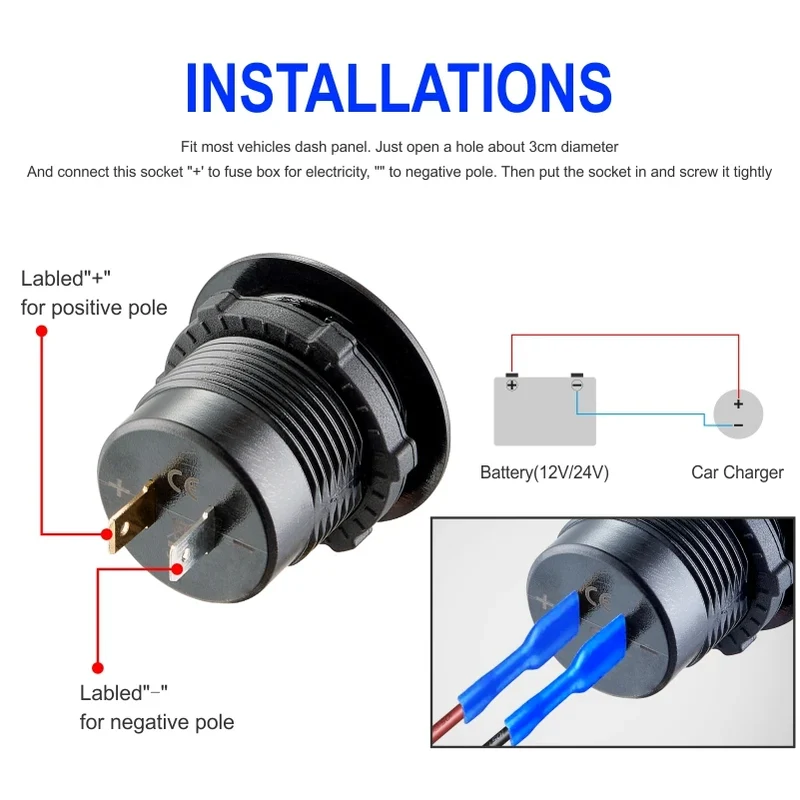 12v usb socket with voltmeter usb c fast charge car charger for bmw e46 bmw e61 e60 bmw f30 bmw f10 f20 e39 e90 e91 bmw x3 e83