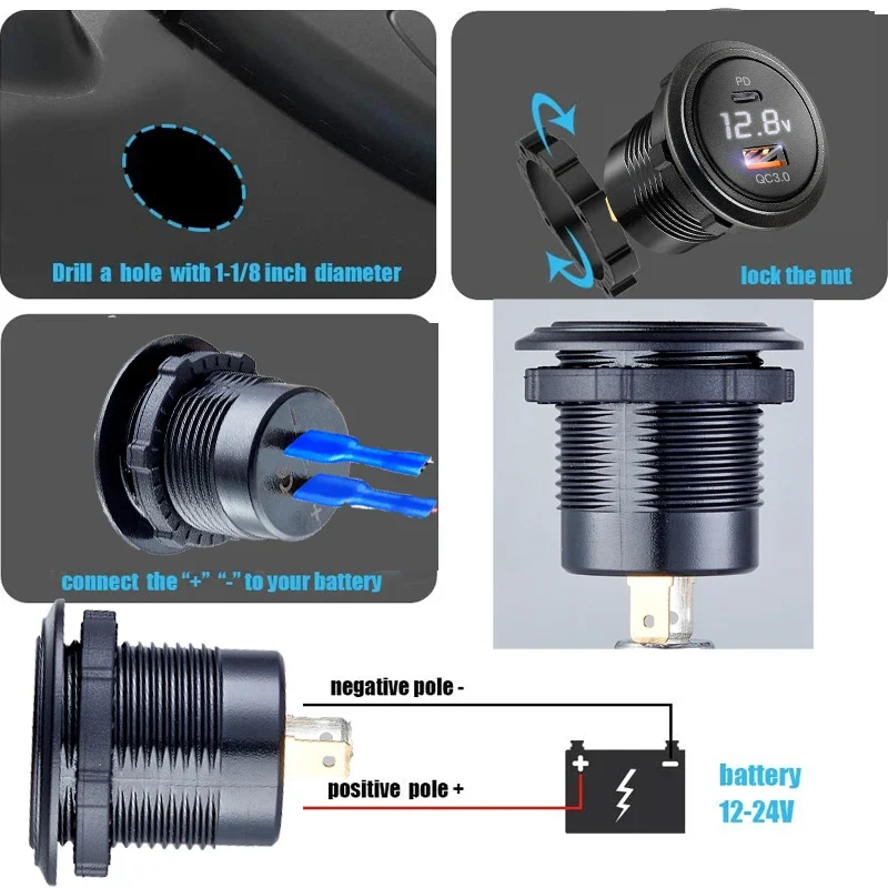 12v usb socket with voltmeter usb c fast charge car charger for bmw e46 bmw e61 e60 bmw f30 bmw f10 f20 e39 e90 e91 bmw x3 e83