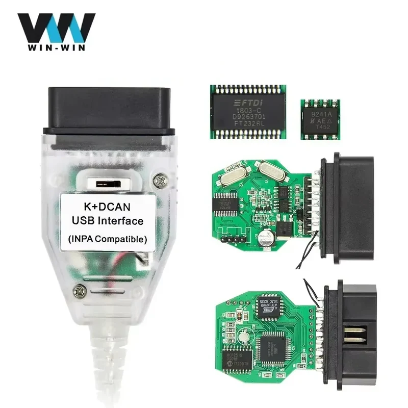 For K DCAN K+CAN FTDI Chip OBD2 Auto Car Diagnostic Tools OBD 2 Scanner Switch USB Interface Cable K + DCAN