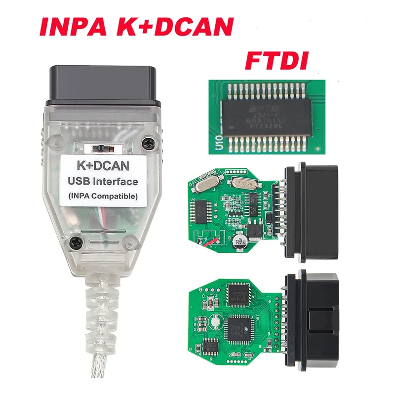 K DCAN K+CAN FTDI Chip OBD2 Auto Car Diagnostic Tools OBD 2 Scanner Switch USB Interface Cable K + DCAN OBD Diagnostic Cable