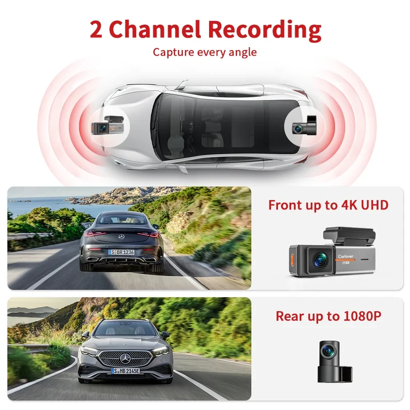 US Stock 3-Day Shipping 4K Dash Cam Front and Rear 4k Car 2 Channel DashCams WiFi Dvr 4k Night Vision Dash Cam Car Cameras