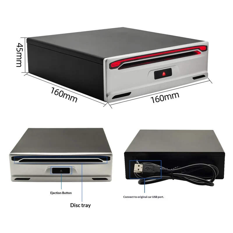 Car for Disc Box USB Optical Drive Android Navigation VCD/CD Player Full Format CD Modification 1 Year Warranty Universal Fit
