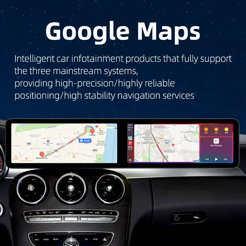 25.6 Touch Screen Radio Carplay Usb Car Dual Digital Screen Car Dvd Player System for Mercedes C GLC W204 W205 W253 X253 11-22