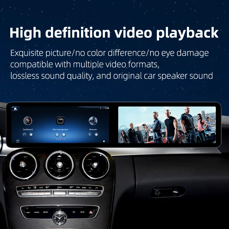 25.6 Touch Screen Radio Carplay Usb Car Dual Digital Screen Car Dvd Player System for Mercedes C GLC W204 W205 W253 X253 11-22