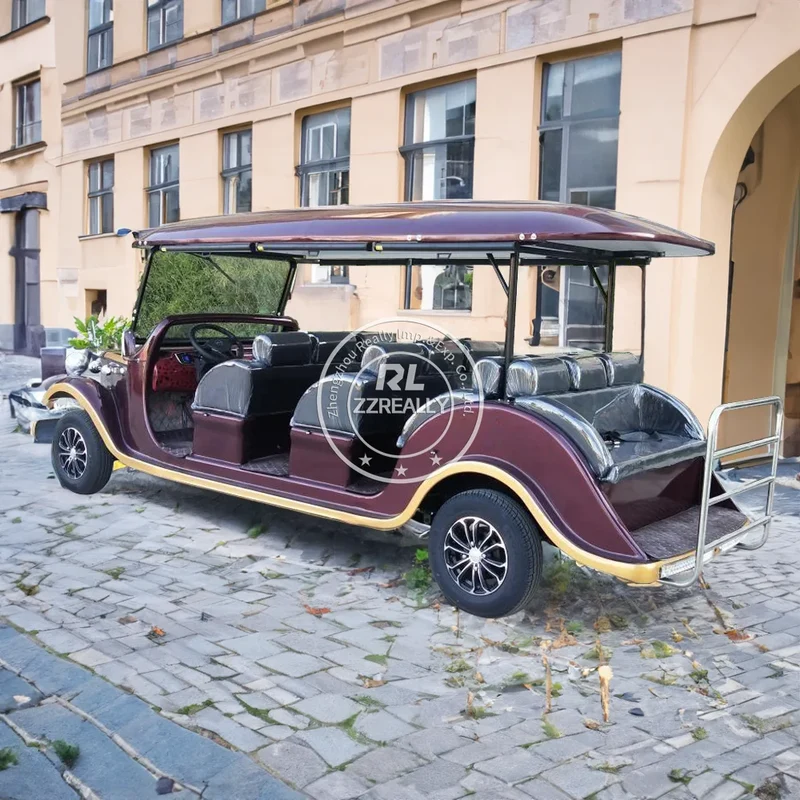 2025 Elegant Amusement Park 6 8 11 Passenger Sightseeing Electric Tourist Car Vintage Electric Sightseeing Car