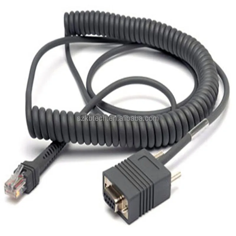 12ft 5M CBA-R03-C12PAR Coiled Retractable RJ45 RS232 Cable TPE/PVC Tinned Copper Conductor 18-Month Warranty for Symbol LS2208