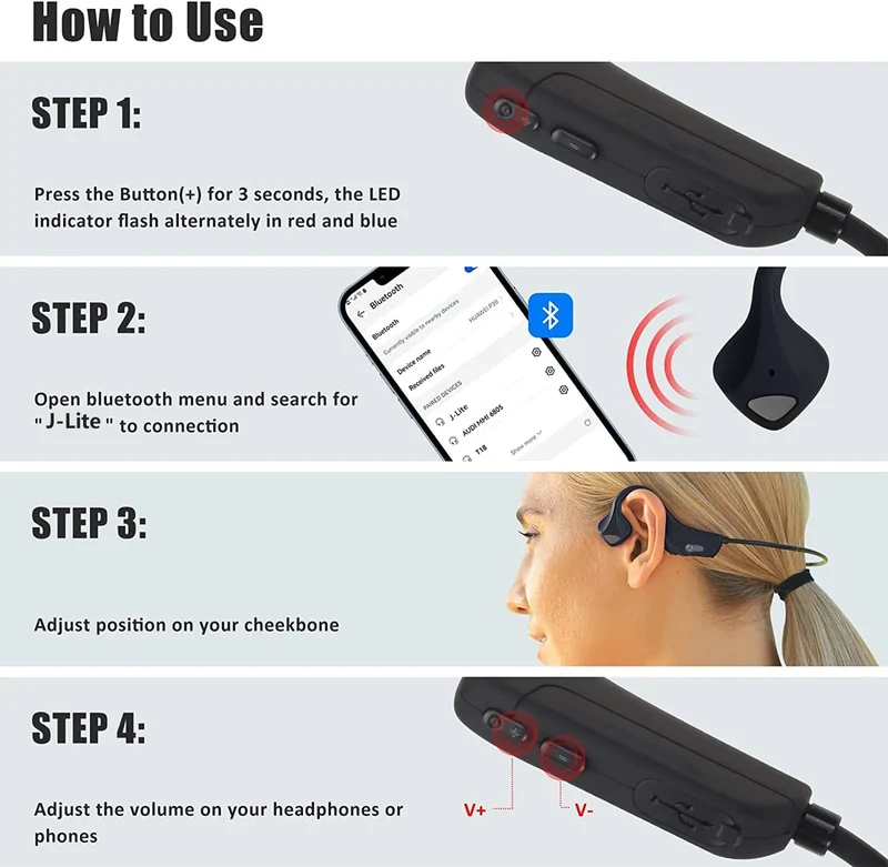 Customized Blue IPX4 V5.0 PC 8 Hour Wireless Ear Clip AI Earphones Headphones Headset for Waterproof Special