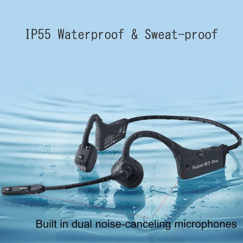 Customized Blue IPX4 V5.0 PC 8 Hour Wireless Ear Clip AI Earphones Headphones Headset for Waterproof Special