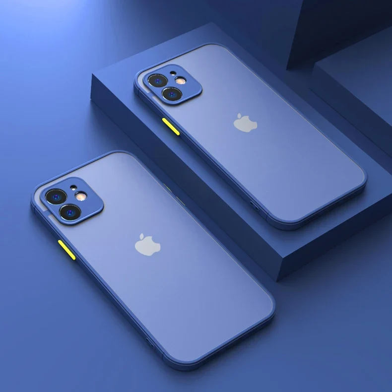 Luxury Shockproof Armor Matte Case For iPhone 11 12 13 Pro Max XR XS X 7 8 Plus SE Mini Silicone Bumper Clear Hard PC Cover