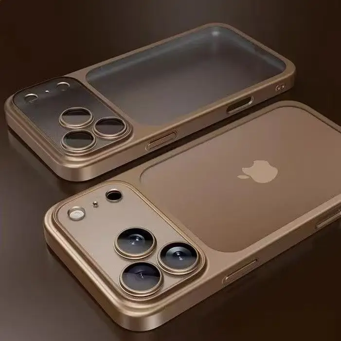 Luxury Plating Matte Hard PC Phone Case for iPhone 17 Air 16 15 14 13 ProMax Camera Lens Film Protector Frosted Shockproof Cover