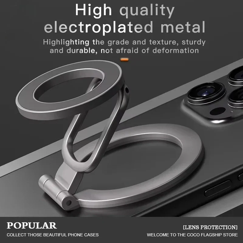 Double Sided Phone Stand Magnetic Phone Ring Holder Kickstand Magnet Grip for MagSafe iPhone 16 15 14 13 12 Pro Max Car Holder