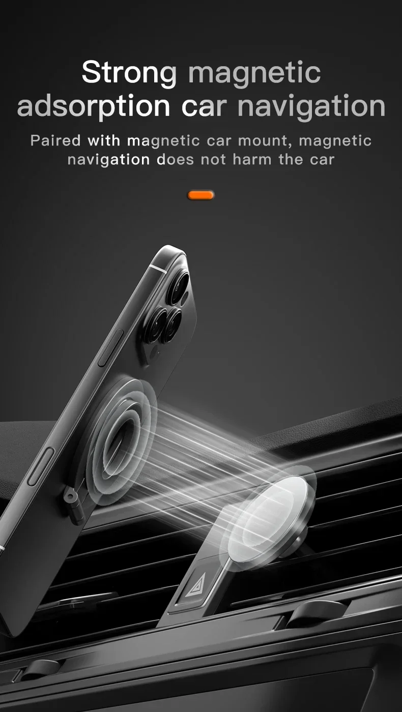 Double Sided Phone Stand Magnetic Phone Ring Holder Kickstand Magnet Grip for MagSafe iPhone 16 15 14 13 12 Pro Max Car Holder