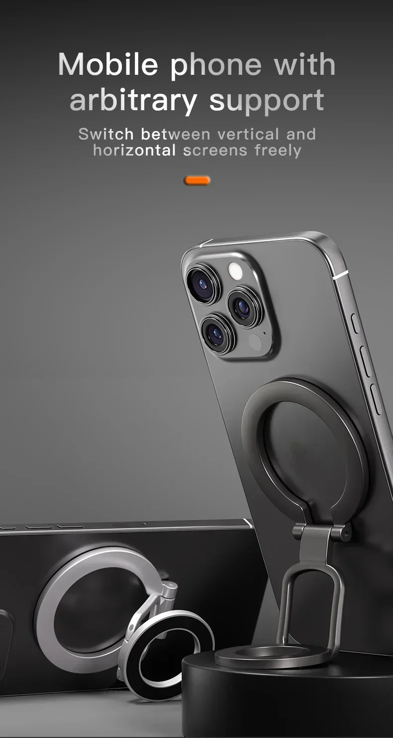 Double Sided Phone Stand Magnetic Phone Ring Holder Kickstand Magnet Grip for MagSafe iPhone 16 15 14 13 12 Pro Max Car Holder
