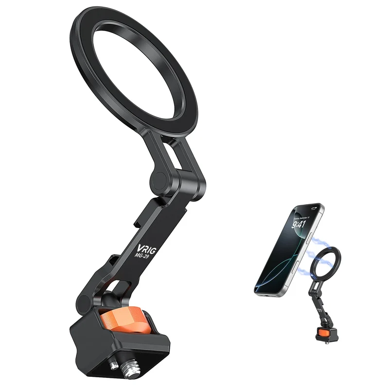 Magnetic Cold Shoe Mount for Phones Magnetic Foldable Phone Stand 1/4 Screw and Cold Shoe Mount for Live Streaming Photography