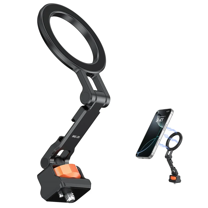 Magnetic Cold Shoe Mount for Phones Magnetic Foldable Phone Stand 1/4 Screw and Cold Shoe Mount for Live Streaming Photography