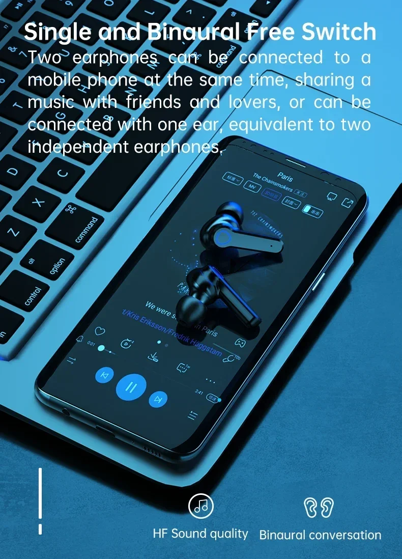 M19 headset TWS Earphone Intelligente Touch Control Wireless Bluetooth-compatible Headphones Waterproof LED Display With Mic