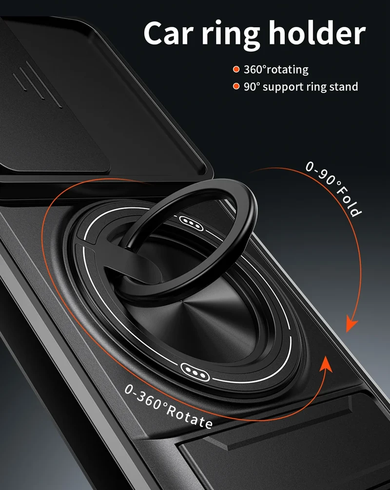 KEYSION Magnetic Phone Case for TECNO Camon 50 Pro 50 Ultra 5G Slide Camera Protection Upright Kickstand Ring Shockproof Cover