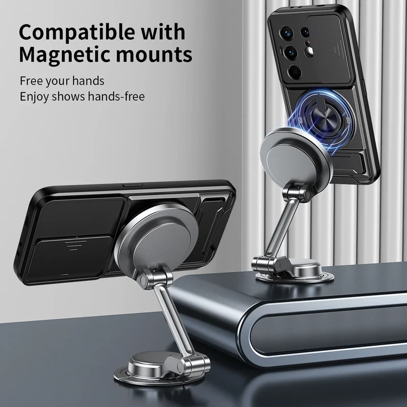 KEYSION Magnetic Phone Case for TECNO Camon 50 Pro 50 Ultra 5G Slide Camera Protection Upright Kickstand Ring Shockproof Cover
