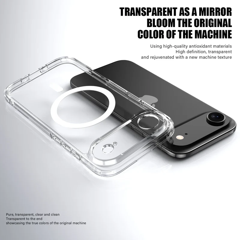 KEYSION Shockproof Transparent Case for MagSafe for iPhone 17 Air HD Clear TPU+PC Magnetic Wireless Charging Phone Back Cover