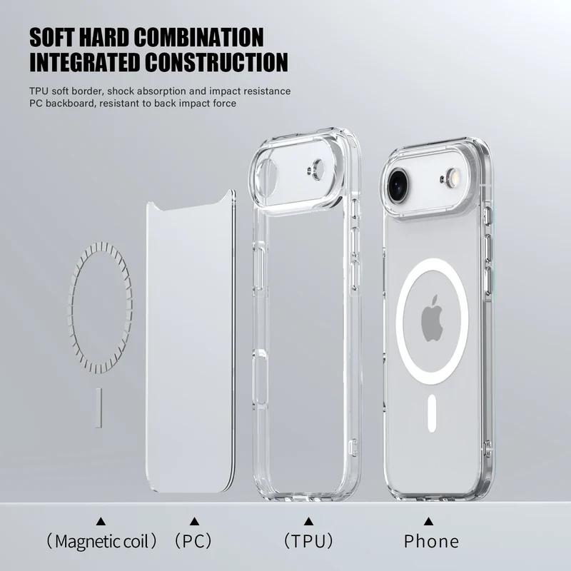 KEYSION Shockproof Transparent Case for MagSafe for iPhone 17 Air HD Clear TPU+PC Magnetic Wireless Charging Phone Back Cover
