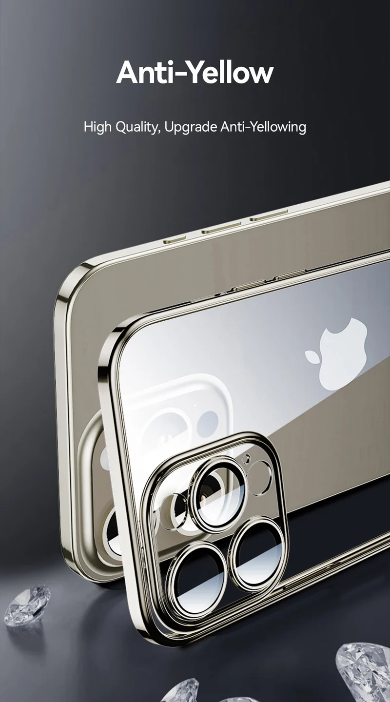 Joyroom Transparent Phone Case For iPhone 16 Pro Max Anti-Drop Phone Cover For iPhone 15 Pro Max Shockproof With Len Protection
