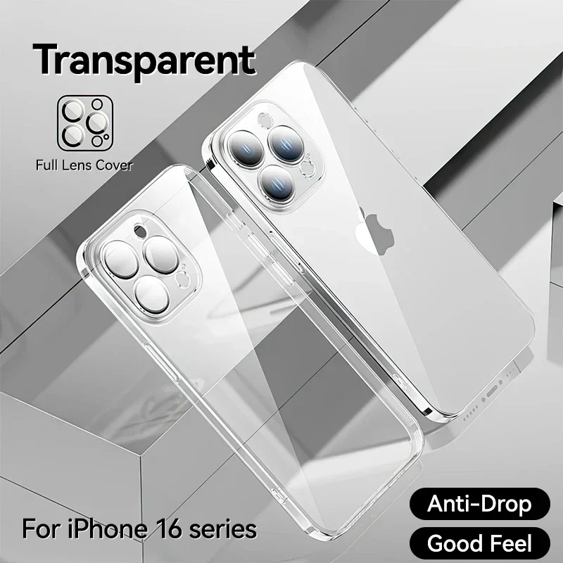 Joyroom Transparent Phone Case For iPhone 16 Pro Max Anti-Drop Phone Cover For iPhone 15 Pro Max Shockproof With Len Protection