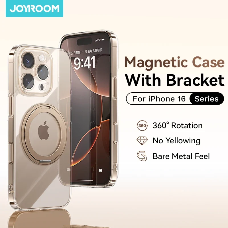 Joyroom Magnetic Stand Case For iPhone 16 Pro Max Case 360° Rotating Bracket Case For iPhone 16 Pro Magnetic Charging Case