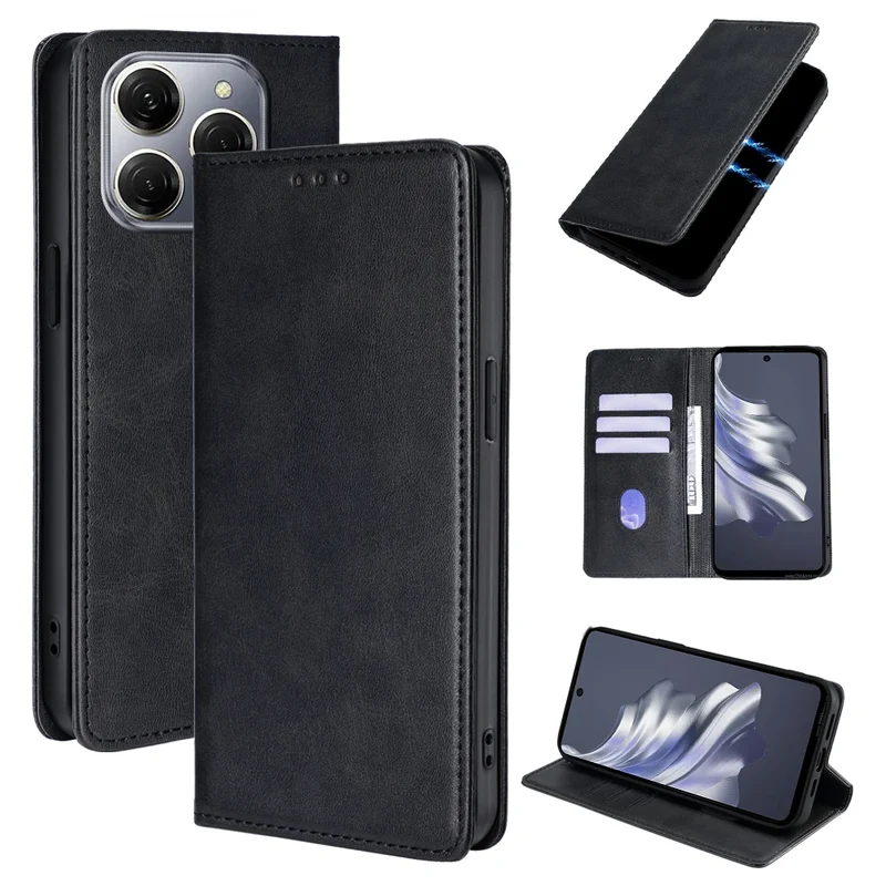 Business Magnetic Phone Case for Tecno Spark 20 10 Pro 20C 10C 8C Spark GO 2024 Pop 8 Pro Leather Wallet Case Flip Cover