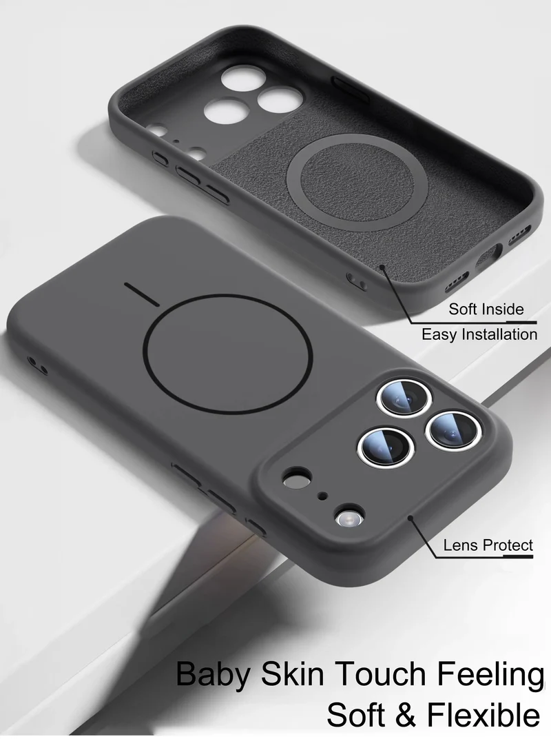Magnetic Original Liquid Silicone For Magsafe Phone Case For iPhone 17 16 15 14 13 12 Pro Max 16 Plus 17Air Skin Feel Soft Cover