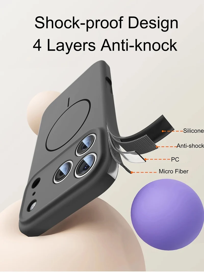 Magnetic Original Liquid Silicone For Magsafe Phone Case For iPhone 17 16 15 14 13 12 Pro Max 16 Plus 17Air Skin Feel Soft Cover
