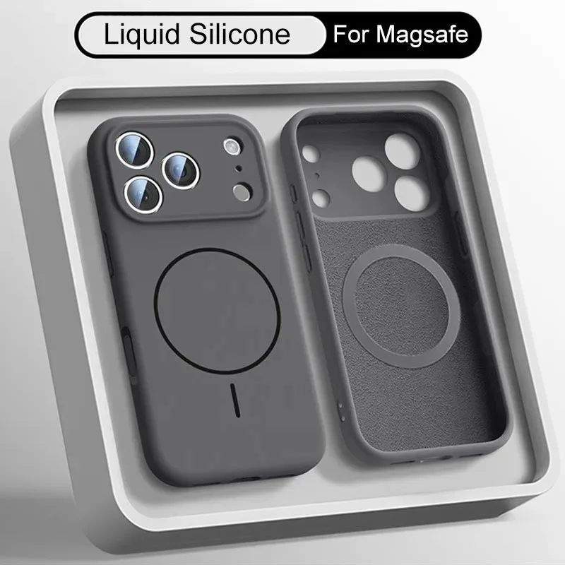 Magnetic Original Liquid Silicone For Magsafe Phone Case For iPhone 17 16 15 14 13 12 Pro Max 16 Plus 17Air Skin Feel Soft Cover