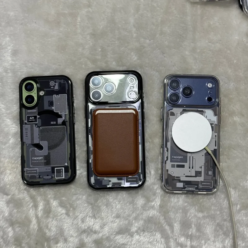 Original Spigen technology case for iPhone 17 Pro Max, magnetic phone case, transparent acrylic 17 Pro protective cover