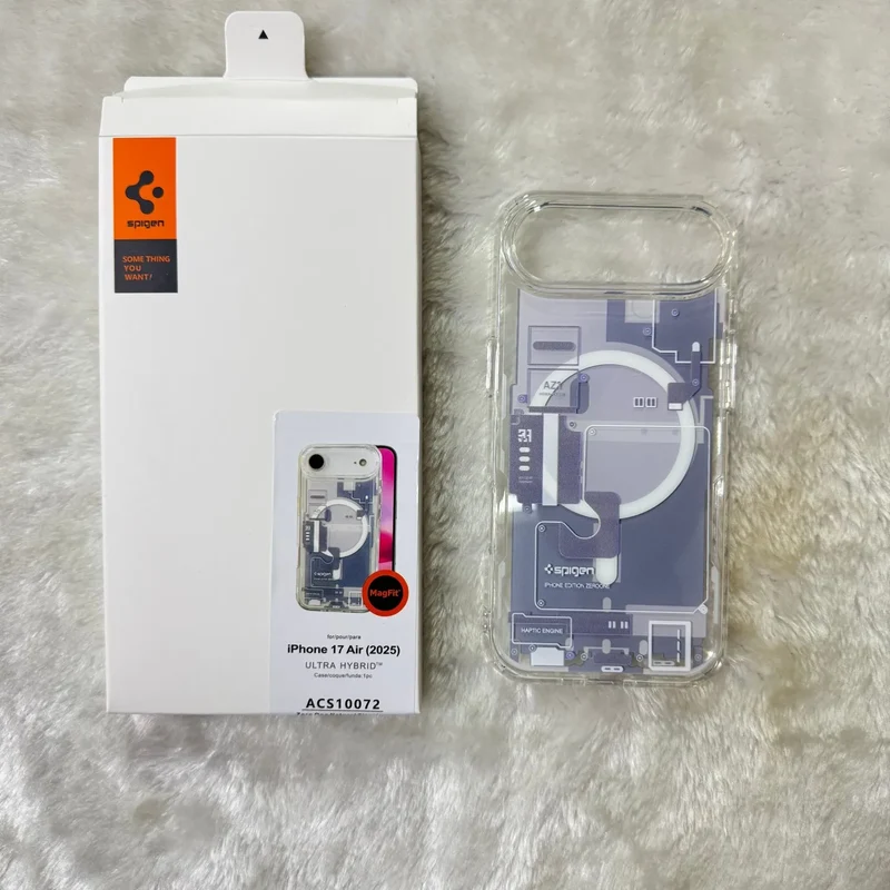 Original Spigen technology case for iPhone 17 Pro Max, magnetic phone case, transparent acrylic 17 Pro protective cover