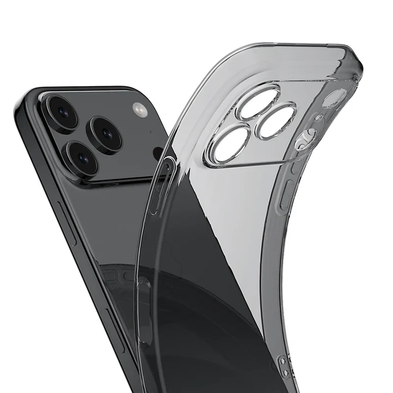 Transparent Black Silicone Soft Case For iPhone 17 Air 16 16E 15 14 13 12 Pro Max Plus Mini Clear Ultra Thin Back Cover Shell 17
