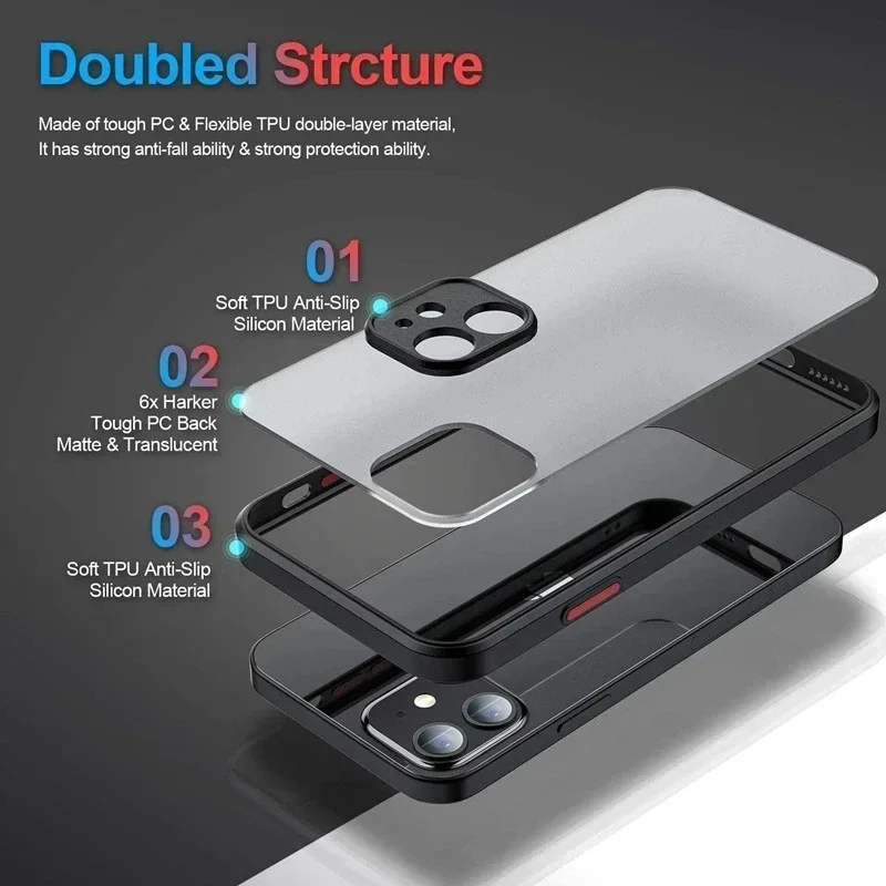 Matte Phone Case For iPhone 14 13 12 15 Pro Max Mini Luxury Soft Silicone Shockproof Case For iPhone 11 XS MAX X XR 7 8 Plus SE