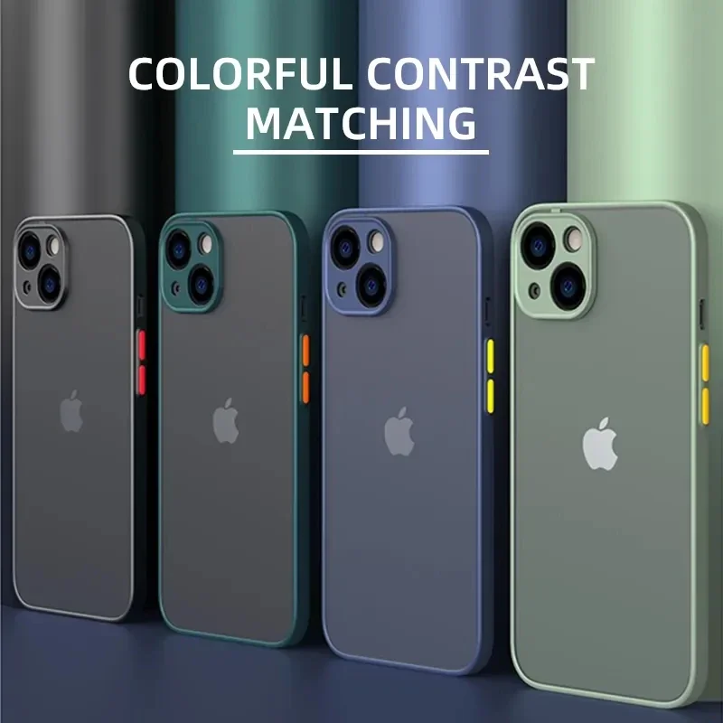 Matte Phone Case For iPhone 14 13 12 15 Pro Max Mini Luxury Soft Silicone Shockproof Case For iPhone 11 XS MAX X XR 7 8 Plus SE