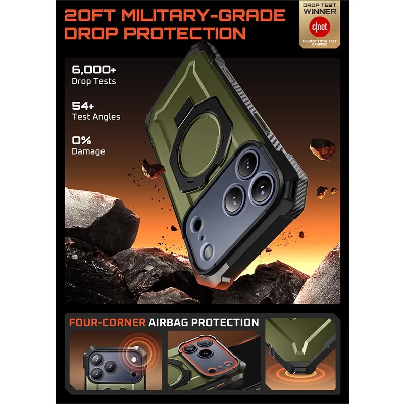 SUPCASE For iPhone 17 Pro Max Case with Camera Control Capture Button UB Grip Heavy Duty Rugged Magnetic Phone Case with Stand