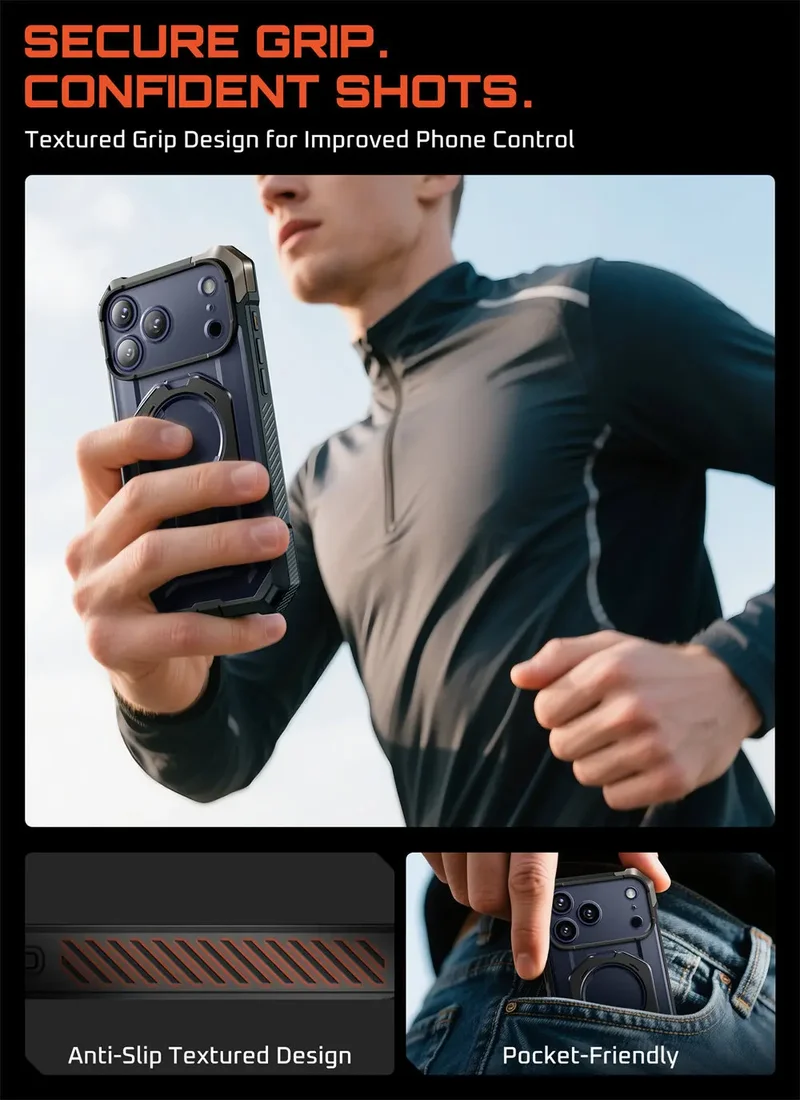 SUPCASE For iPhone 17 Pro Max Case with Camera Control Capture Button UB Grip Heavy Duty Rugged Magnetic Phone Case with Stand
