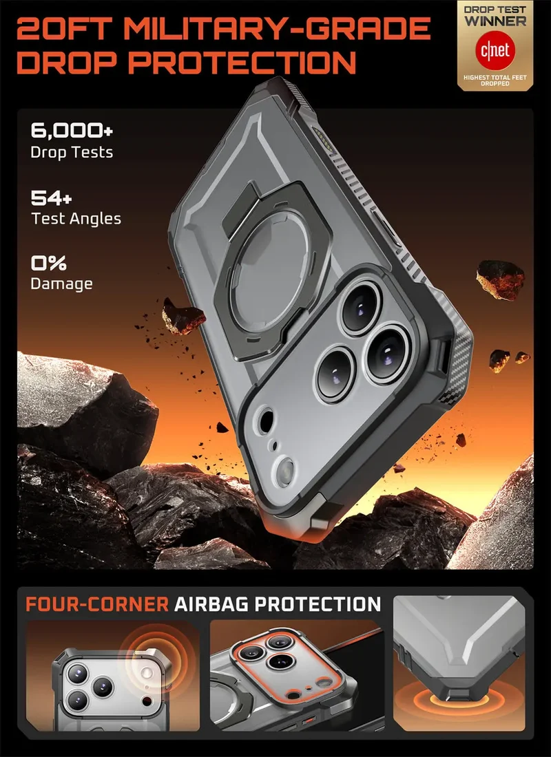 SUPCASE For iPhone 17 Pro Max Case with Camera Control Capture Button UB Grip Heavy Duty Rugged Magnetic Phone Case with Stand