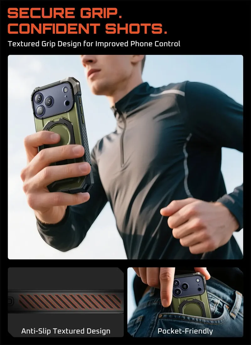 SUPCASE For iPhone 17 Pro Max Case with Camera Control Capture Button UB Grip Heavy Duty Rugged Magnetic Phone Case with Stand