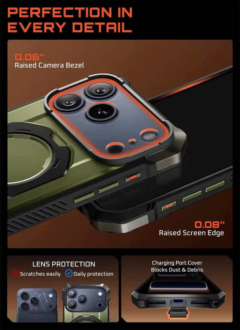 SUPCASE For iPhone 17 Pro Max Case with Camera Control Capture Button UB Grip Heavy Duty Rugged Magnetic Phone Case with Stand