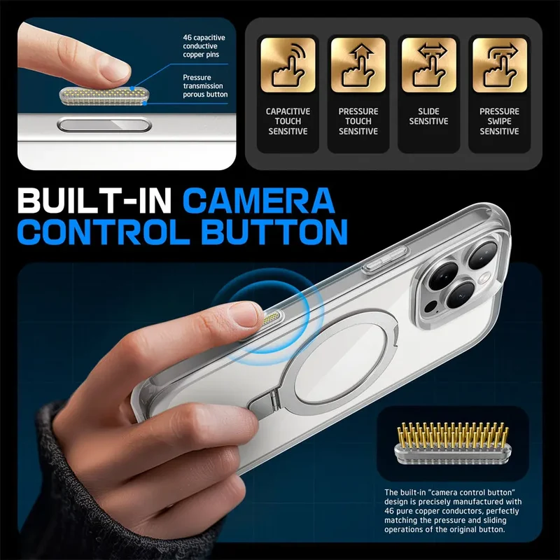 SUPCASE For iPhone 16 Pro Max Case with Camera Control Capture Button UB Mag Stand Series Slim Clear Magnetic Phone Case