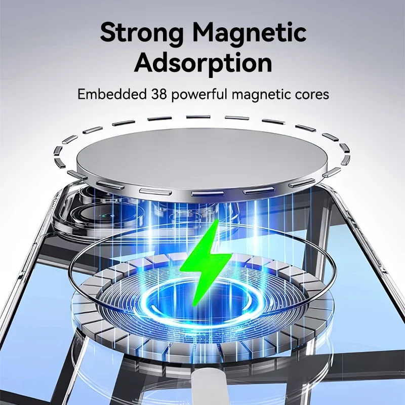 Joyroom Magnetic Case For iPhone 16 15 Pro Max Case Transparent Cover For iPhone 16 Wireless Charger Magnet Cover Anti Yellow