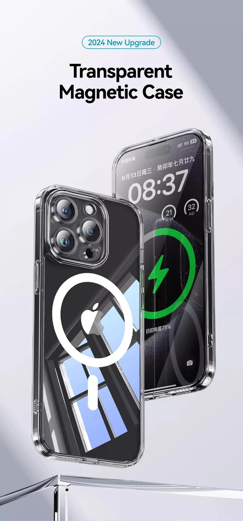 Joyroom Magnetic Case For iPhone 16 15 Pro Max Case Transparent Cover For iPhone 16 Wireless Charger Magnet Cover Anti Yellow