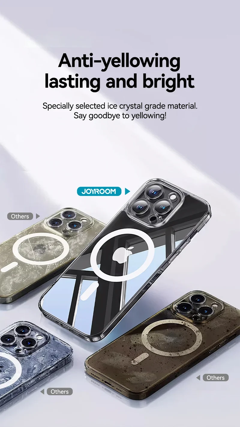 Joyroom Magnetic Case For iPhone 16 15 Pro Max Case Transparent Cover For iPhone 16 Wireless Charger Magnet Cover Anti Yellow