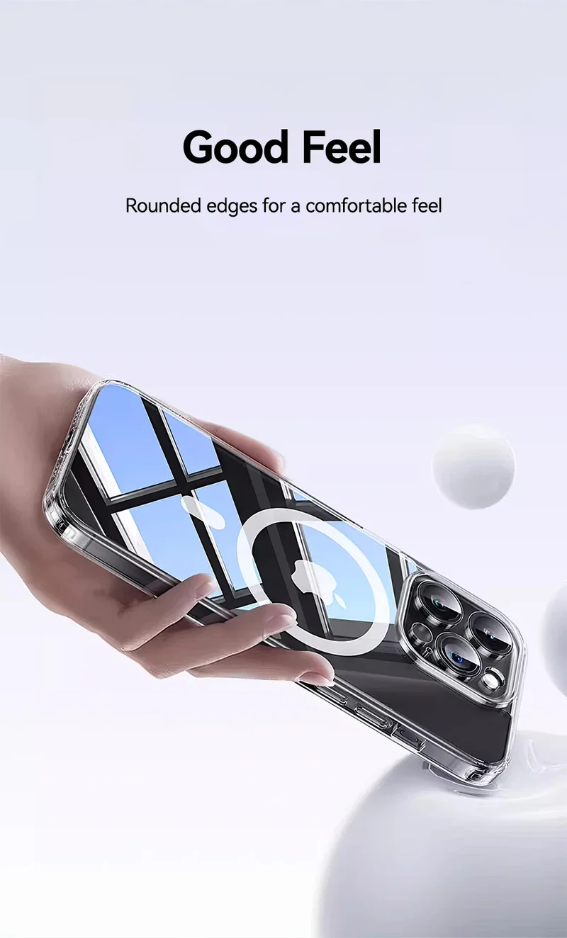 Joyroom Magnetic Case For iPhone 16 15 Pro Max Case Transparent Cover For iPhone 16 Wireless Charger Magnet Cover Anti Yellow
