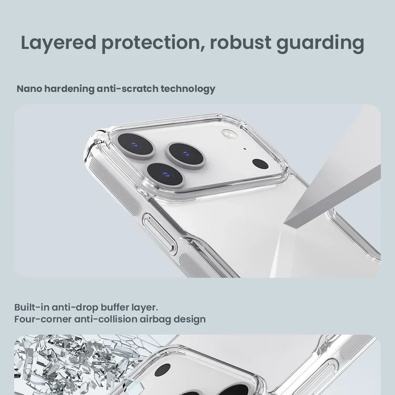 Nillkin for iPhone 17 Pro Max 16 Pro Max 15 Pro 14 13 iPhone series TPU+PC Silicone Soft Transparent Phone Back Cover